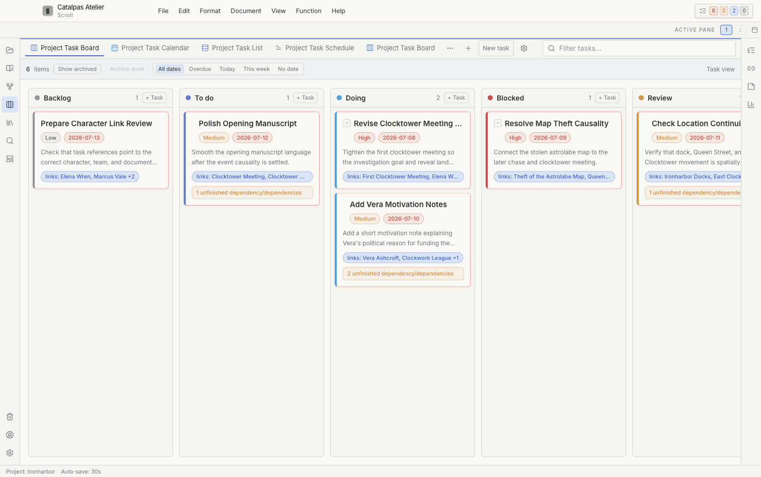 Keep Story events and writing work distinct