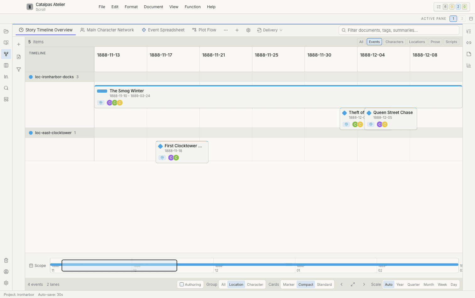 Compare events across time
